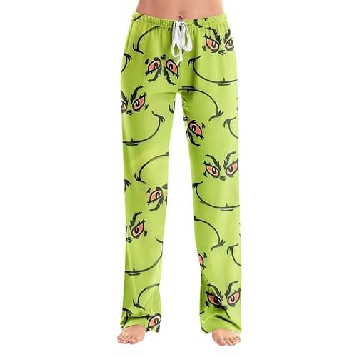 ZXCTKA Christmas Pajama Pants Women Funny Holiday Elastic Waist Loose Fit Wide Leg Lounge Pants Drawstring Soft Pj Bottoms thumbnail 2