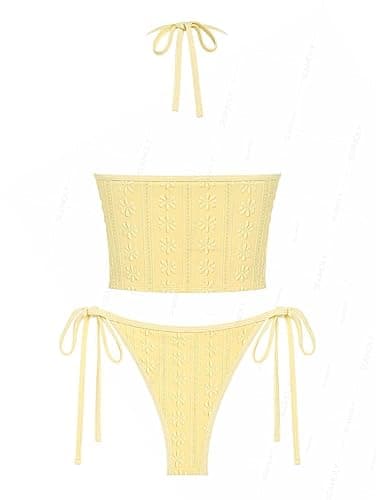 seamoly Women's Tankinis Striped Halter String Tie Side 2 Piece Tankini Sets Swimsuit thumbnail 5