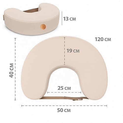 Stillkissen XXL Lagerungskissen für Baby Stillen Nursing Pillow - Schwangerschaftskissen Stillmond Breastfeeding Mond und Kinder Stillhörnchen mit Memory Foam Beige thumbnail 3