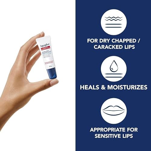 Aquaphor Lip Repair Lip Ointment for Extremely Dry, Chapped and Cracked Lips, Formulated with Panthenol and Vitamins C and E, Fragrance Free, Non Comedogenic Lip Balm, 10mL thumbnail 2