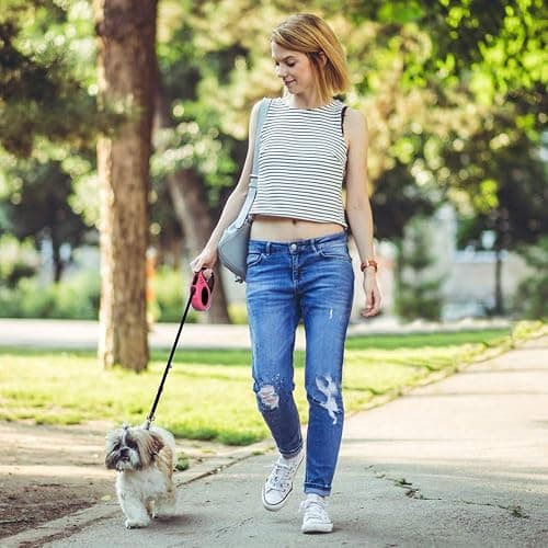 Retractable Dog Leash for Medium - Small Dogs and Cats - 16.5FT Tangle Free, Heavy Duty Walking Leash with Anti Slip Handle, Pause and Lock Strong Nylon Tape thumbnail 7