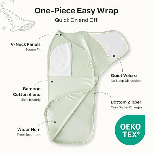 Momcozy Swaddles for Newborns, Quiet Fastener Swaddle Suitable for Infant 0-3 Months, New-Parent-Friendly Sleep Sack, Reduce Startle Reflex, Newborn Boys Girls Registry Essentials, 2-Pack, Serenity thumbnail 2
