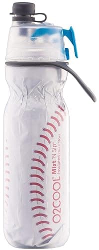 O2COOL Mist 'N Sip Misting Water Bottle 2-in-1 Function With No Leak Pull Top Spout Sports Reusable Water Bottle - 20 oz (2 Pack Baseball) thumbnail 4
