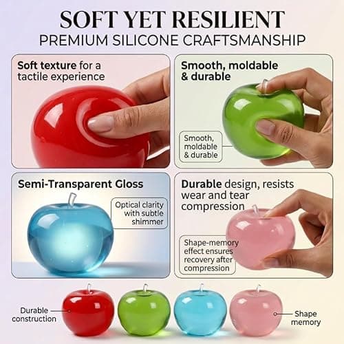 Carrot Squishy, Banana Strawberry Peach Peanut Apple Dragon Fruit Cherry Squish Giant Jumbo 5.5 Inch Vegetable Realistic Moldable Slow Rise Relaxing Sensory Fidget Toy Squeezable Ball(Apple B) thumbnail 5