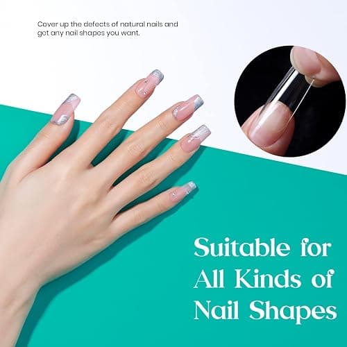 Beetles Medium Square Nail Tips, 500Pcs Nail Kit Medium Square | Pre Shaped Clear Full Cover False Nails for Gel Art Polish Soak Off Lamp Nail Extensions Acrylic Press on Nail Tips thumbnail 4