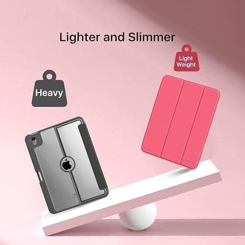MoKo Custodia per iPad 11 Pollici (A16) 11a Generazione, iPad 10a Gen 10,9" 2022 con Portapenna, iPad 10a Gen Cover Trifold Sottile e Leggera con Retro in PC Rigido Traslucido, Anguria Rosa thumbnail 8