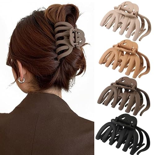 4 Pcs Octopus Claw Clips Octopus Hair Claw Clips for Women 3.8" Large Hair Claw Clip for Women Strong Grip Non-slip Jaw Clip for Thick,natural color - Image 1