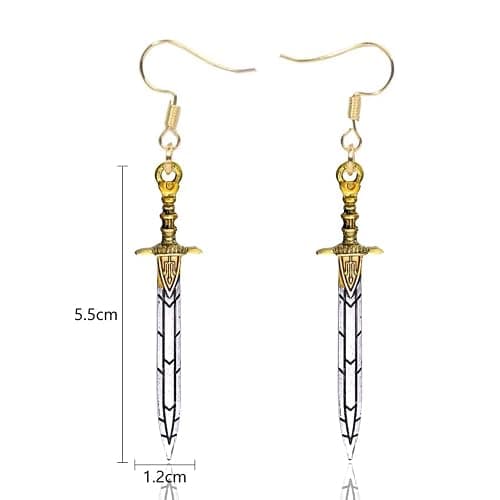 Annabeth Riptide Sword Sea of Monsters Olympian Demigod Silver Tone Drop Dangle Earrings thumbnail 2
