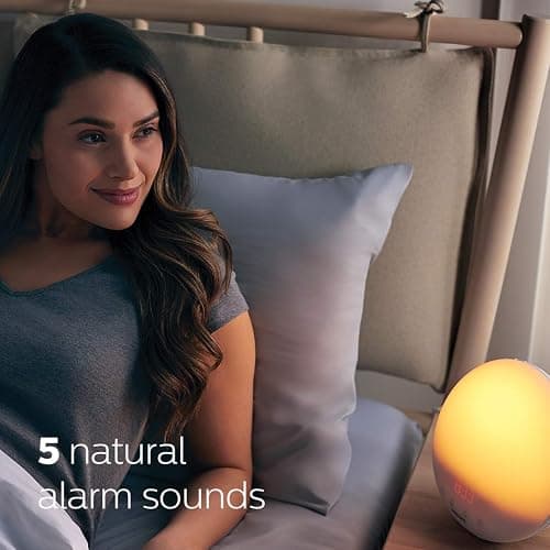 Philips SmartSleep Wake-up Light, Colored Sunrise and Sunset Simulation, 5 Natural Sounds, FM Radio & Reading Lamp, Tap Snooze, HF3520/60 thumbnail 3