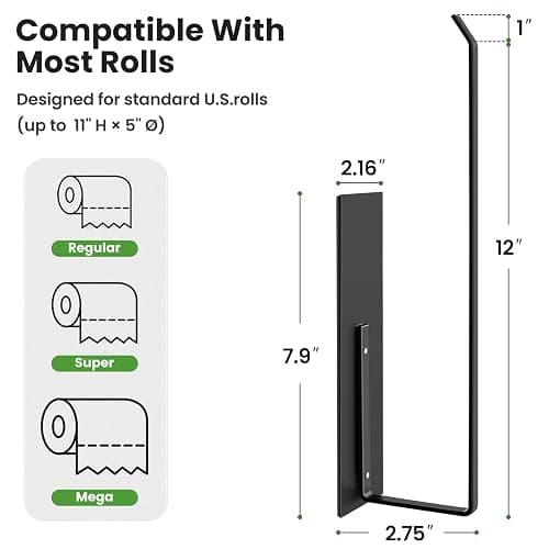 Paper Towel Holder, Magnetic Paper Towel Holder for Fridge, Toilet Paper Roll Holder Magnet Towel Rack Wall Mount Fridge Organizer for Paper Towels Rolls Bathroom Pantry RV Kitchen Storage thumbnail 3