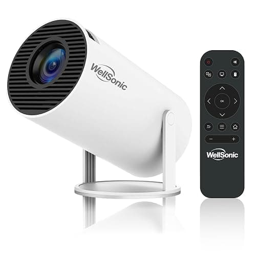 WellSonic Mini Projector Support 4K, 200 Ansi Outdoor & Home Movie Portable Projector with Wifi6 and 5.0 Bluetooth, Automatic Keystone Correction, 180°Rotatable, Compatible with HDMI USB PC Laptop - Image 1