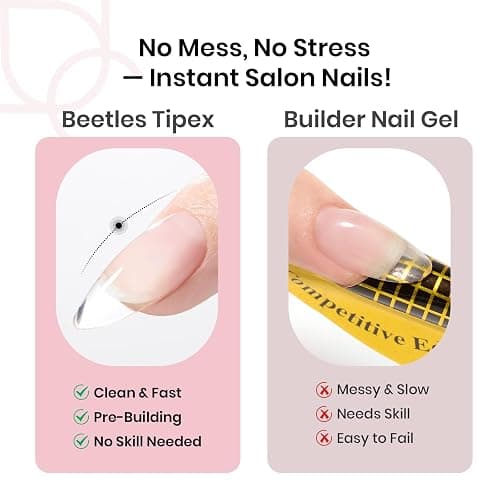 Beetles Tipex Instant Apex Nail Tips Almond Medium Acrylic Nail Tips, Pre-Etched Pre-Building Strong Thick Long Lasting,16 Sizes,192 Pieces thumbnail 3