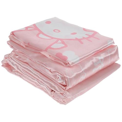 Hobby Lobby Hello Kitty Queen Sheet Set, Pink, White, Includes 1 Flat Sheet, 1 Fitted Sheet, 2 Pillowcases, Bows, Hearts, Strawberries - Image 1