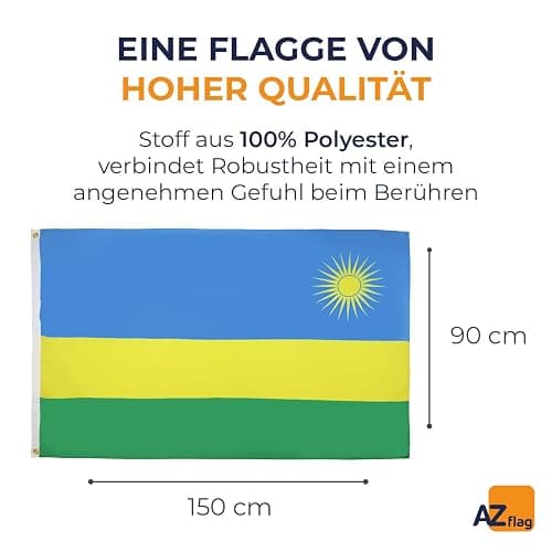 AZ FLAG - Flagge Ruanda - 150x90 cm - Republik Ruanda Fahne 90 x 150 Cm Feiner Polyester - Flaggen thumbnail 2