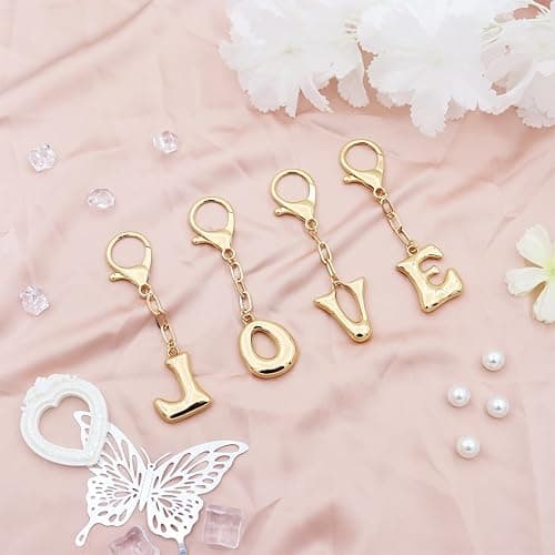 TTYY Initial Keychain For Women Handbag Charms Backpack Car Keyring for Sister Besties Mom Gold Letter Keychain thumbnail 8