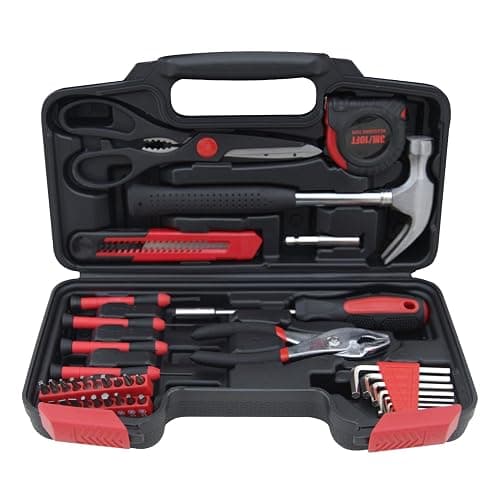 Hantinstom 39-Piece Household Tools Kit Essential Home Repair Set with Plastic Toolbox Ideal for College Students, Home Use & More - Image 1