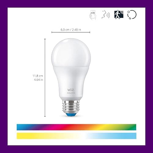 WiZ LED Smart Light Bulbs, Sunset to Sunrise Automation + Motion Detection + Control with Voice or App, Full Color A19 60W 800LM E26 Indoor, Matter Compatible - 1 Pack thumbnail 2