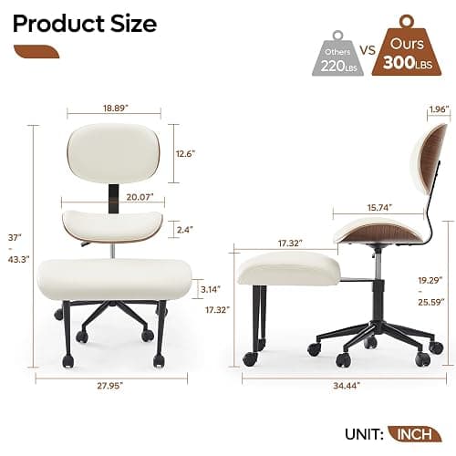Bestier Ergonomic Cross Legged Office Chair,Height Adjustable Seat for ADHD, Meditation Office Chair for Short Women, 360° Swivel Adjustable Height for Pregnancy Yoga Kneeling Meditation White thumbnail 2