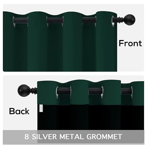 Yakamok Pine Tree Green Blackout Curtains 84" Long for Bedroom 52" Wide | Thermal Insulated Window Treatment Total Blocking Panels with Black Liner for Living Room/Dining Room Grommet Top 2 Panels thumbnail 6