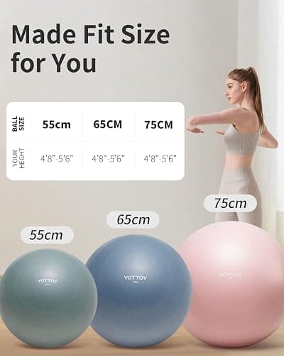 YOTTOY Anti-Burst Exercise Ball for Working Out, Yoga & Pregnancy, Extra Thick Workout Ball for Physical Therapy & Fitness thumbnail 8