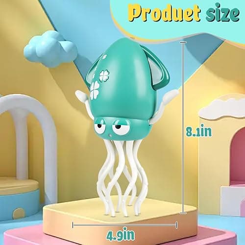 Electric Dancing Octopus Baby Toy, Dancing Squid Crawling Toys,Automatic Evasion Octopus Toy with Led Light and Music, Interactive Entertainment for Baby Sensory Development Birthday Gifts(Green) thumbnail 2