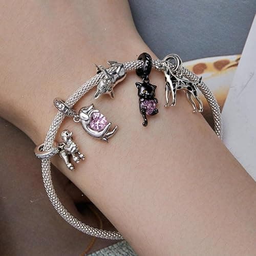 Hunde-Charm, 925er-Sterlingsilber, Katze, Pferd, gepunkteter Hund, Bulldogge, Pudel, Golden Retriever, Tier, Haustier, Weihnachtsanhänger für Pandora-Charm-Armband, Einheitsgröße, Sterling-Silber thumbnail 7
