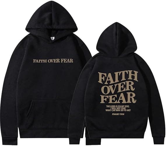 PANOZON Faith Over Fear Hoodie Christian Faith Religious God Tops Man Woman Pullover Y2K Sweatshirt Longsleeve Casual Tops - Image 1