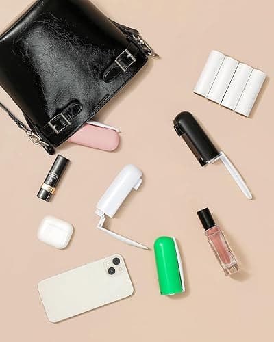 Mini Travel Lint Roller with Cover and 4 Refills Total 150 Sticky Sheets Compact Lint Roller for Purse Pocket Travel Essentials for Clothes Cute Pet Hair Pickup Roller (Pink) thumbnail 7