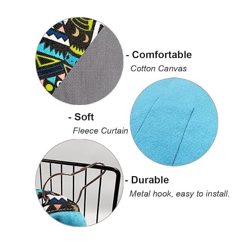 RIOUSSI Guinea Pig Hideout Hideaway Corner Fleece Toys Cage Accessories with Reversible Sides, Geo/Gray-Green+Blue, Pack of 2 thumbnail 4