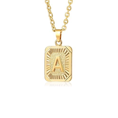 Glimmerst Initial Pendant Necklace 18K Gold Plated Stainless Steel Letter Necklace Personalizd Name Necklace for Women - Image 1