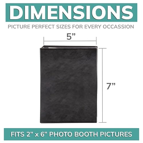 pbf Photo Booth Album | 2x6 Photo Album w/Picture Sleeves | 2x6 Strips Memory Book | Photo Strip Album | Wedding Photo Album for Photo Booth Pictures | 100 Pages, Holds 200 Photos (Black, 1-Pack) thumbnail 2