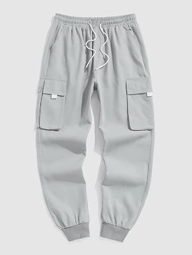 Men Techwear Cargo Joggers Flap Pocket Elastic Drawstring Waist Pants thumbnail 5