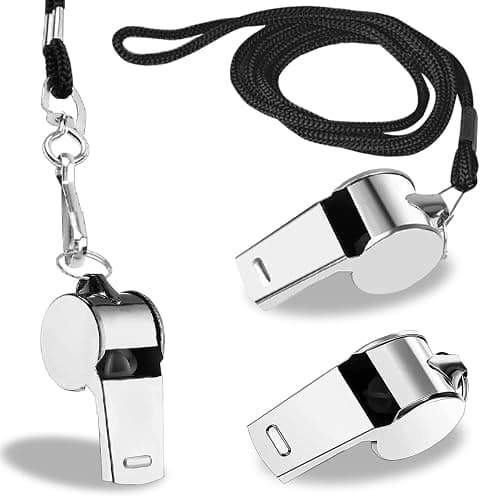 Tiankohelan Whistle for Coaches,Whistle with Lanyard for Coaches Teachers Referees Emergency Outdoor Sports(3 Pcs Loud Stainless Steel) - Image 1
