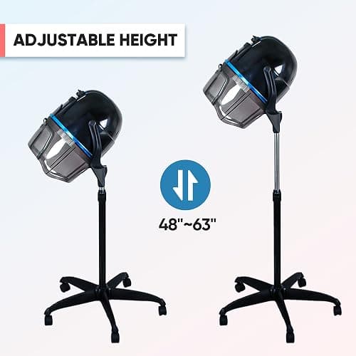 ZENY Stand Up Hair Dryer 1300W Adjustable Floor Hooded Bonnet Hair Dryers with Rolling Wheels Professional Salon Equipment for Beauty Home Hair Drying thumbnail 4