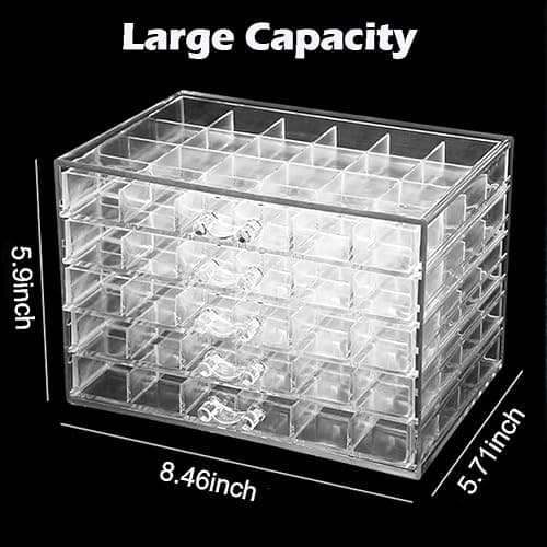 SPAKOWN Earring Organizer, Acrylic Jewelry Holder Organizer with 5 Drawers Stackable Earring Storage Case Jewelry Boxes for Women (Clear) thumbnail 2