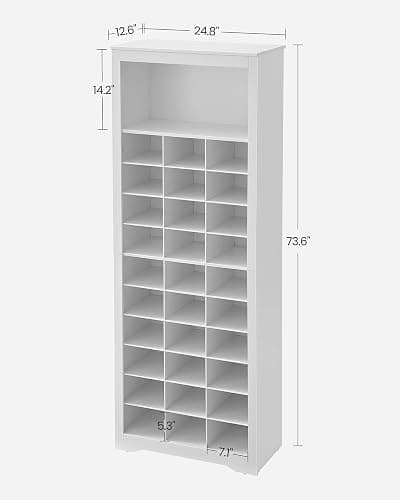 VASAGLE Shoe Storage Cabinet, 10 Tier Shoe Rack Organizer, Holds Up to 30 Pairs of Shoes, for Entryway Bedroom, 12.6 x 24.8 x 73.6 Inches, White ULBS273T14 thumbnail 7