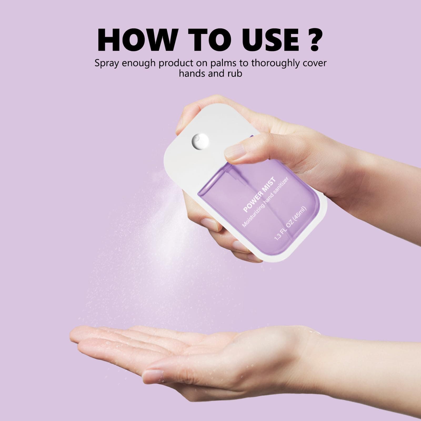 Power Mist Hydrating Hand Sanitizer Spray, 4-Pack (Lavender, Aloe Vera, vanilla,Odorless), Quick Dry Mini Hand Sanitizer Spray for Clean Your Hands,600-Sprays (1.6 fl oz/Pack) (1-Pack) thumbnail 7