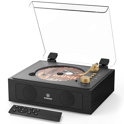 CD Player with Built-in Speakers Bluetooth CD Players for Home Nostalgic Desktop CD Players Music Box Player with Stereo Sound - Image 1