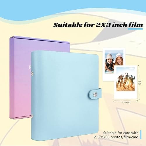 Ruibytree Fotoalbum für Instax Mini & Polaroid Sofortbilder, 320 Fotos,Blau | PU-Ledereinband, Seiteneinschub, Säurefreie Seiten, Taschengröße 54 × 86 mm, Für Kodak 2×3 Zoll Fotos, Große Kapazität thumbnail 2