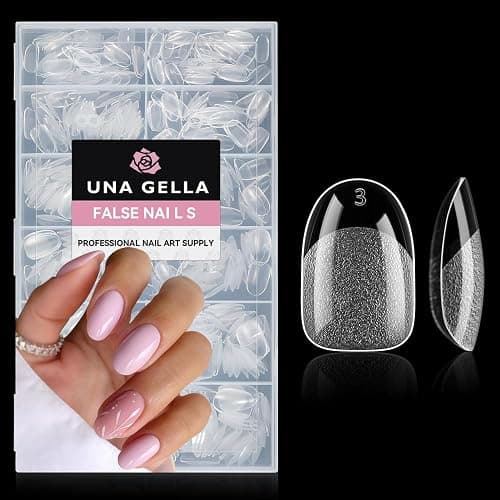 UNA GELLA Oval Round Nail Tips Half Matte 504pcs Gel Nail Tips | Short Oval Round Nail Extension Easily DIY False Fake Acrylic Press On Nails, 12 Sizes Gelly Tips thumbnail 8