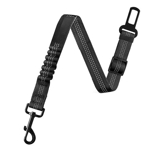 Adjustable Car Seat Belt for Dogs Nylon Seat Belt with Reflective Feature, Durable, 2PCS Comes with Elastic Bungee Pad Pet Car Seat Belt (Black) thumbnail 3