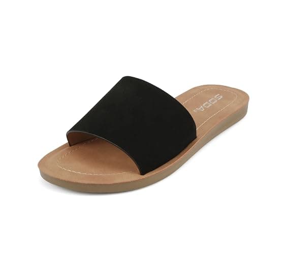 Soda Shoes Efron-S Women Flip Flops Basic Plain Slippers Slip On Sandals Slides Casual Peep Toe Beach thumbnail 3