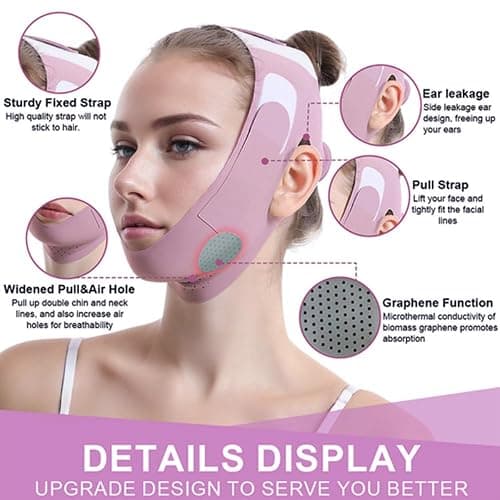 ROWMATE Graphene V-Line Mask Chin Up Mask V Shaped Face Mask Chin strap for sleeping,Jawline Shaper,Lilac,Small thumbnail 4