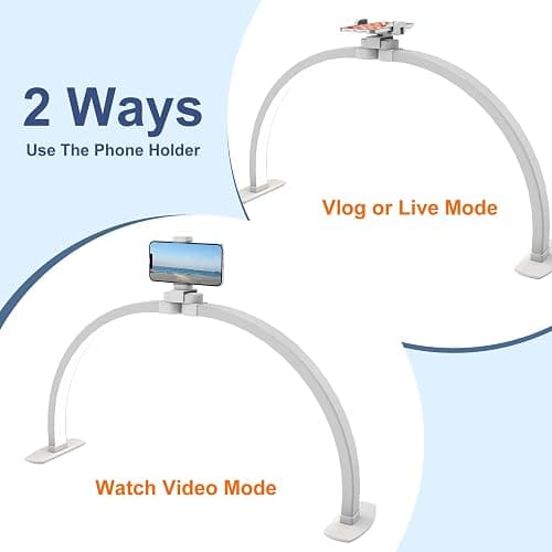 iVict Half Moon Light for Nail Desk, 29In 40W Nails Tech Light with Phone Stand, 10 Adjustable Brightness, 3 Color Temperature Led Desk lamp for Nail, Tattoos, Eyebrows, Beauty(White) thumbnail 3