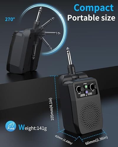 JOYO Mini Amp 5W Portable Electric Practice Amp Bluetooth Rechargeable Guitar Amplifier Built-in 4 Effects Clean Distortion Overdrive Reverb, Black (JA-05G) thumbnail 7