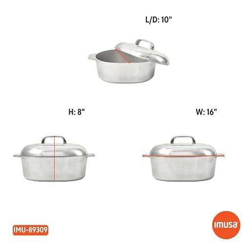 IMUSA 13in Cajun Cast Aluminum Oval Roaster with Lid, Durable Baking and Roasting Pan for Chicken, Meats, and Traditional Cooking thumbnail 8