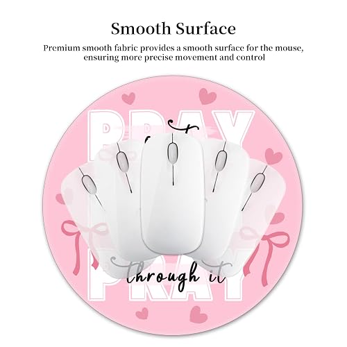 Hancynir Inspirational Quote Mouse Pad for Desk, Cute Bows Heart Small Mousepad with Non-Slip Base, Round Mouse Pads for Laptop Gaming, Computer Mouse Mat for Desk Accessories Office Decor Supplies thumbnail 5
