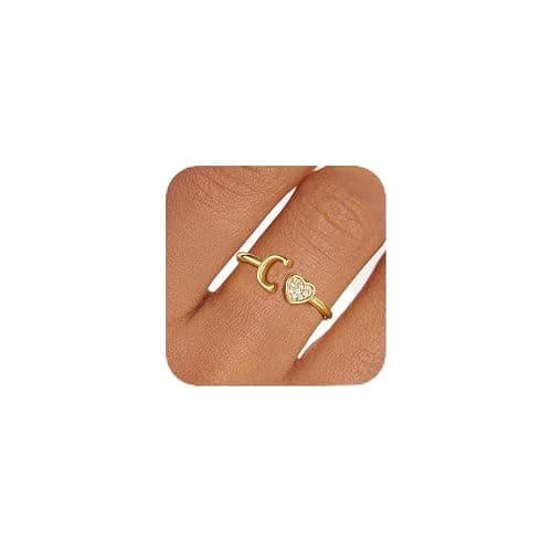 Fimhut Gold Plated Adjustable Letter A-Z Rings Teen Girl Gifts Trendy Stuff | Initial Rings Gifts for Teen Girls Dainty Letter Rings for Girl Kid Birthday Fashion Gift Jewelry - Image 1