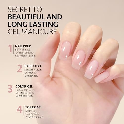 GAOY Jelly Nude Gel Nail Polish, 16ml Sheer Pink Translucent Gel Polish, UV Light Cure for Nail Art DIY, 1710 Pink Wedding thumbnail 5