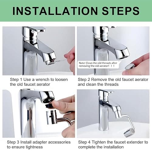 SELLO 1080° Rotating Faucet Extender for Bathroom Sink, Sink Water Faucet Aerator with Brass Extension, Sink Extender with Adjustable Swivel Arm, Fit to Faucet Threads G1/2, 15/16”, and 55/64” thumbnail 6